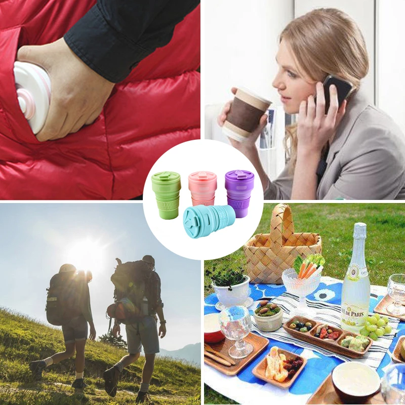 

350ML Silicone Folding Coffee Cups Portable Outdoors Travel Drinking Mug Collapsible Water Tea Cup