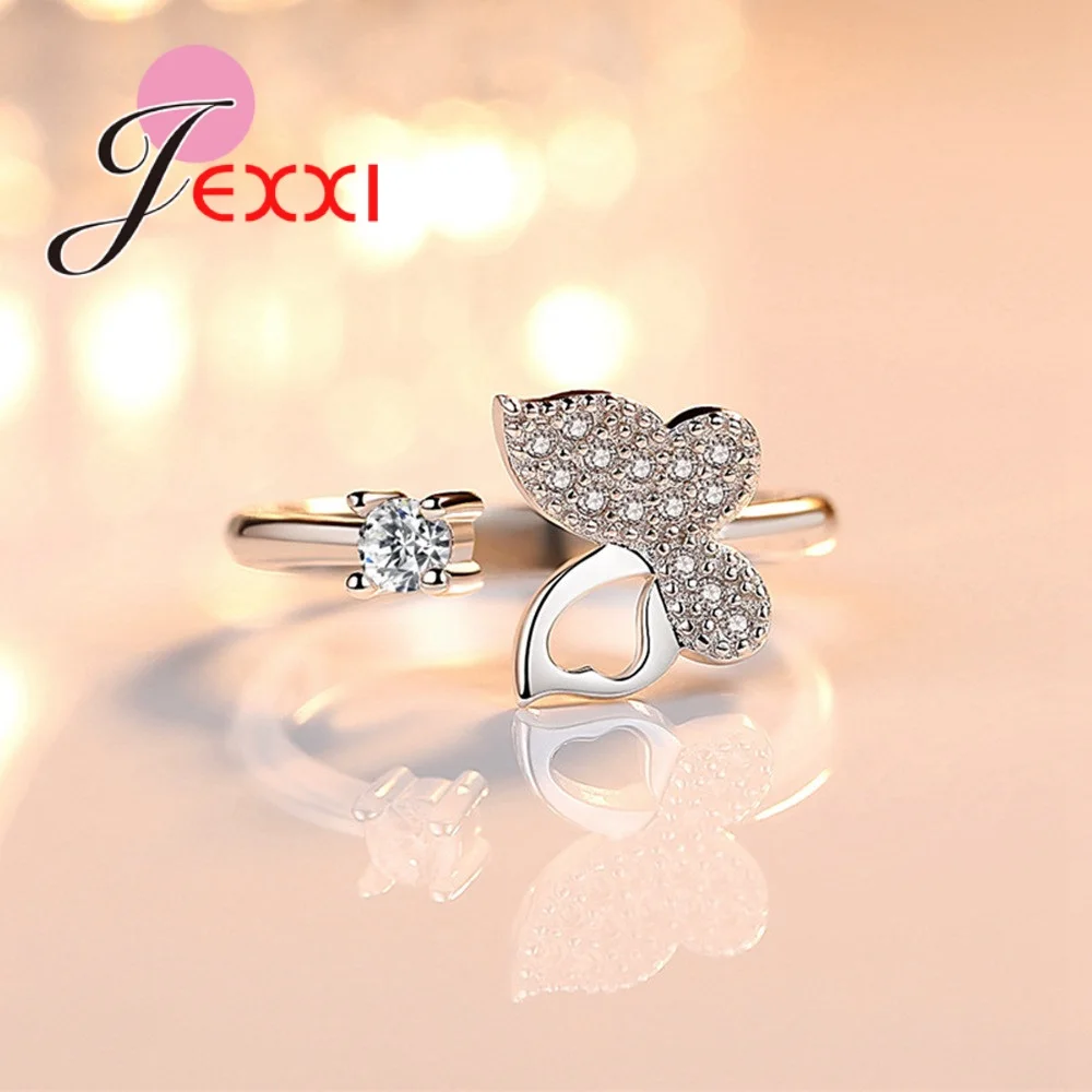 Милые Роскошные Кольца с бабочкой из стерлингового серебра 925 пробы кубическим