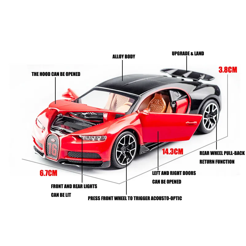 Модель автомобиля из сплава 1:32 Бугатти чугун литой игрушечный автомобиль модель