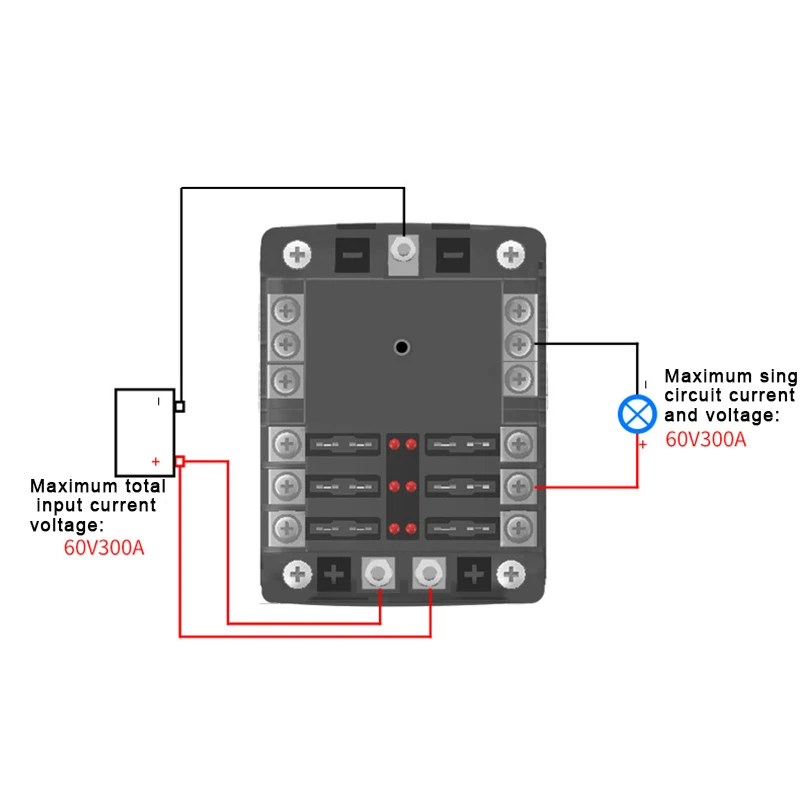 

6/12 Way Fuse Box Dual Positive Inputs for Automotive LED Indicator Corrosion Resistant Auto Marine Fuse Box LB88
