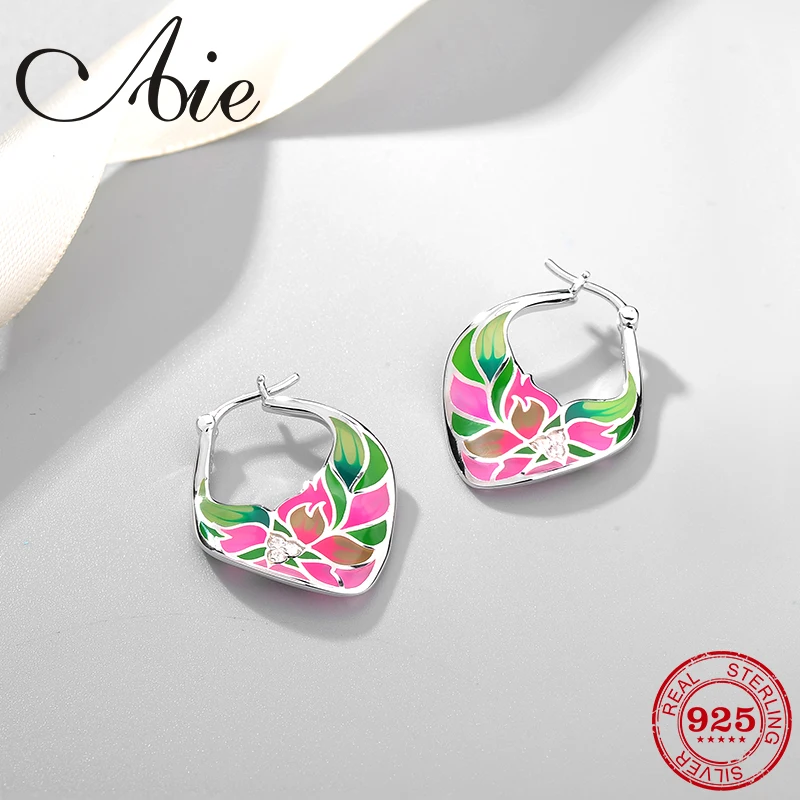 Модная цветная масляными красками цветами 925 стерлингового серебра Розовая