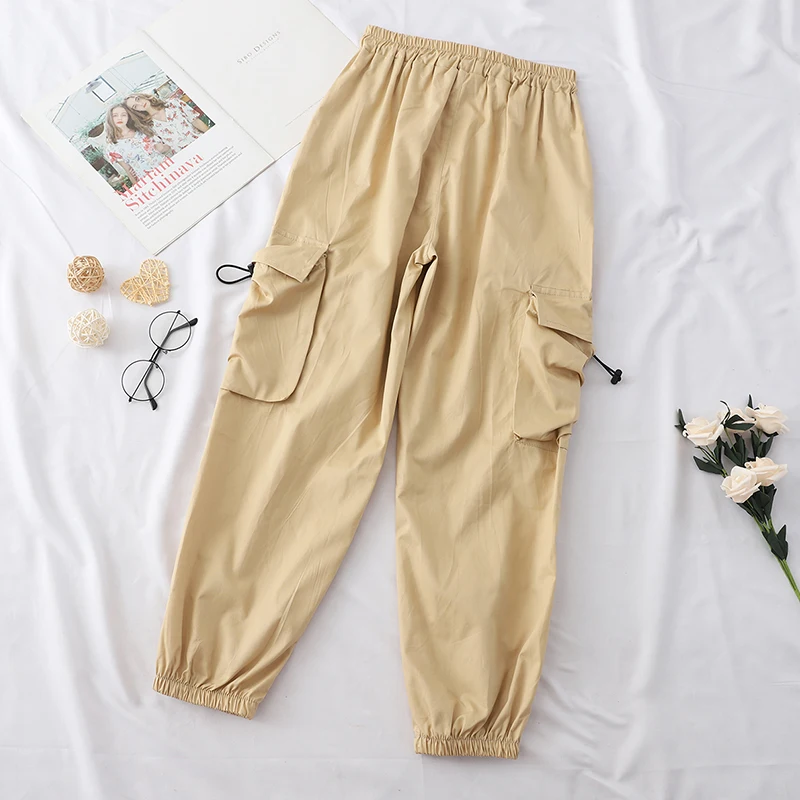 2019 модные женские брюки цвета хаки с высокой талией джоггеры кардо большим