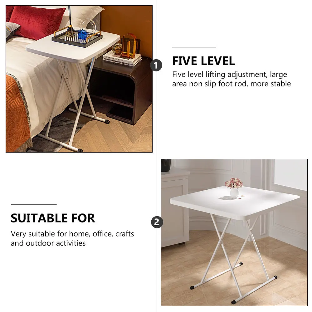 

1Pc Household Folding Table Liftable Writing Desk Movable Dining Table (White)