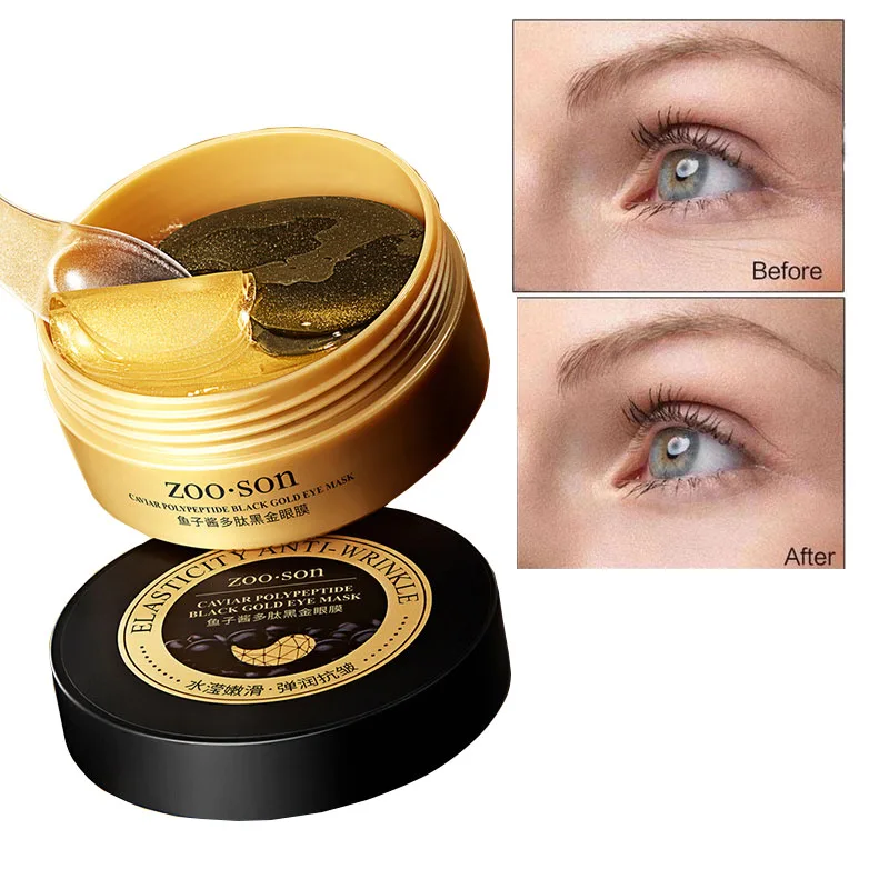 

Black Gold Eye Patches Moisturizing Eye Care Mask Caviar Improves Fine Lines Anti Wrinkle Improve Dark Circles Peptides 60PCS P