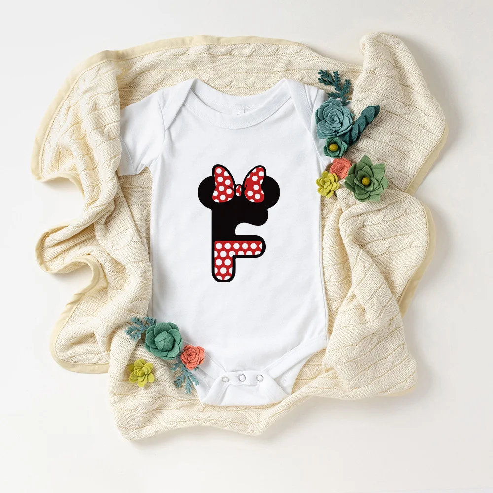 

Модная одежда для новорожденных, Комбинезоны для маленьких девочек и мальчиков, комбинезоны с принтом Минни Маус и алфавита ABC, детские комб...