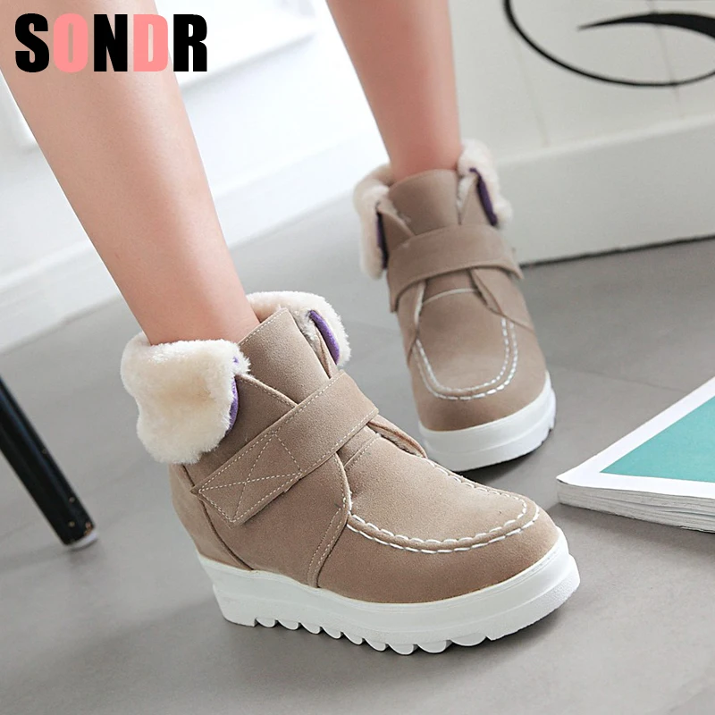 Толстая подошва Женские снегоступы женские сапоги на платформе ботинки в