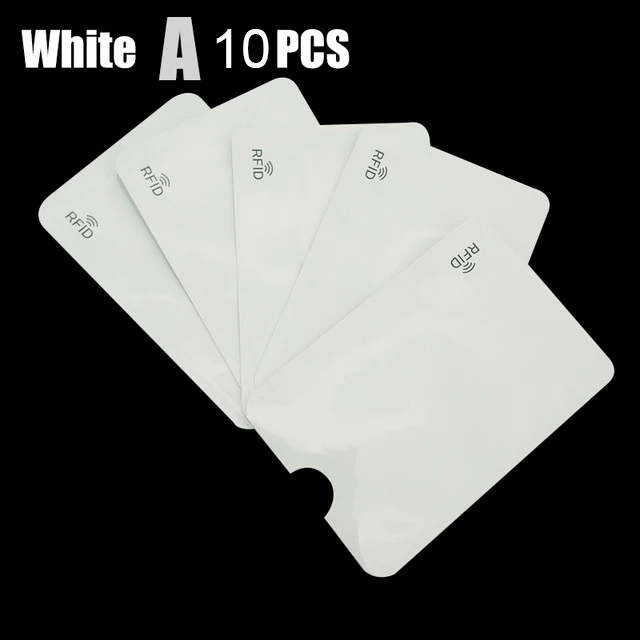 White 10 pieces 10 шт. Анти Rfid Блокировка ридер Обложка для карт алюминиевая фольга кредитный держатель для карт Защита ID банковский Чехол для карт безопасная упаковка канцелярские принадлежности - Цвет: White 10 pieces