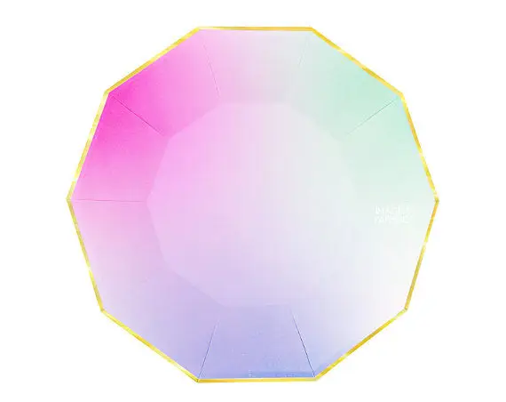 80 шт тарелки пастельные радужные с золотыми обеденными тарелками посуда