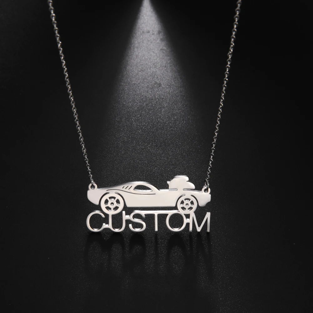 

Sipuris Custom Name Necklace For Men Personalized Stainless Steel Name Sports Car Car Necklace Fashion Jewelry Boyfriend Gift