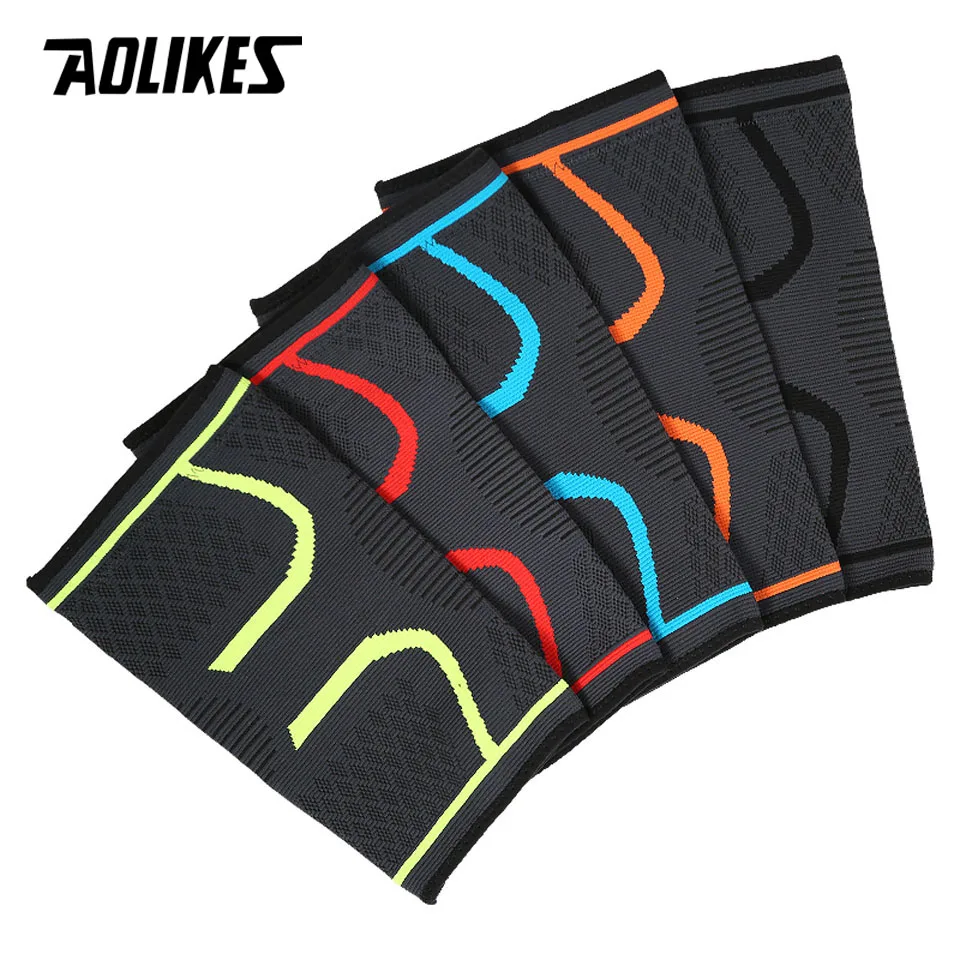 

AOLIKES 1PCS Fitness knee brace Running Cycling Knee Support Elastic Nylon Sport Compression Knee Pad Sleeve For Basketball 70g