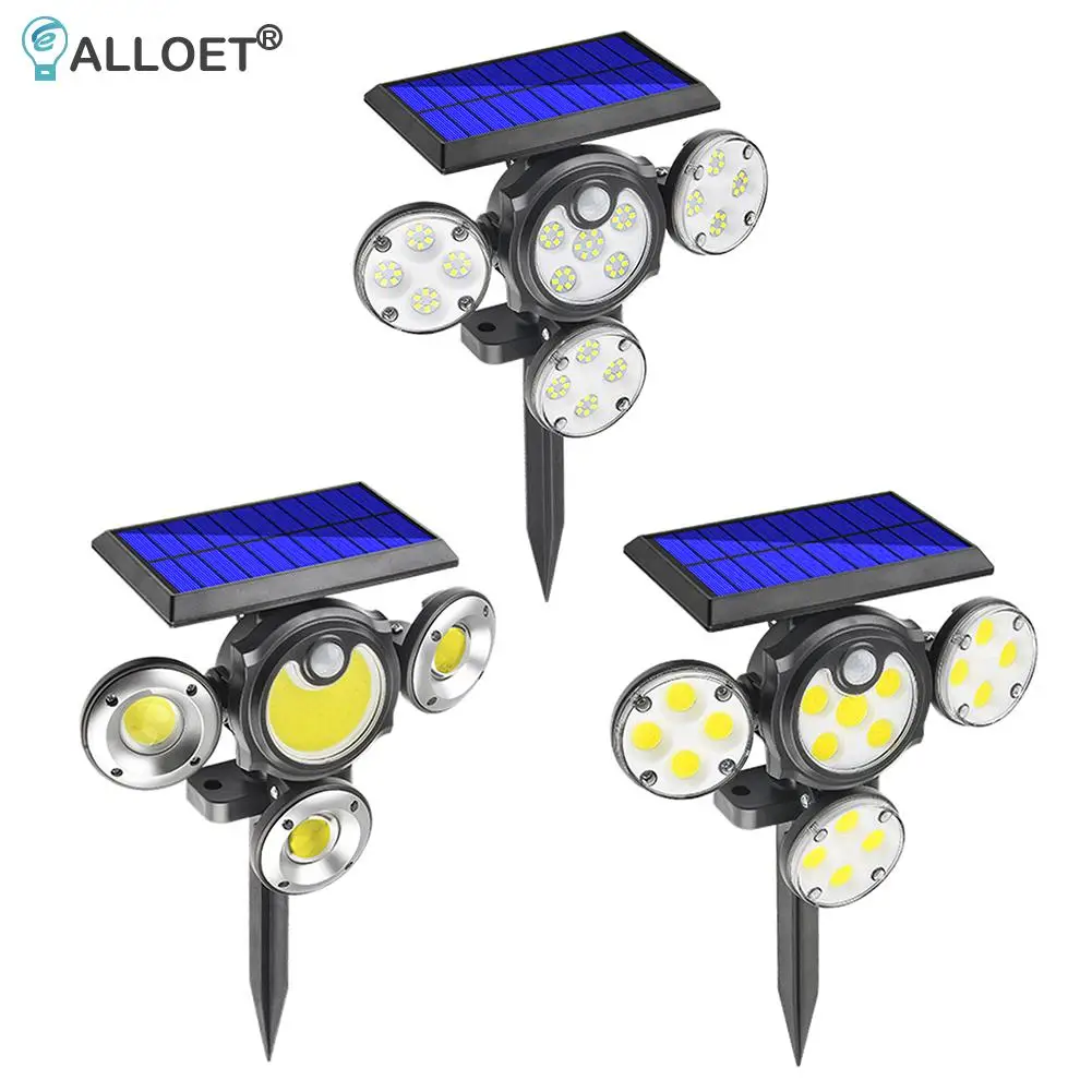 

Solar LED Light Outdoor Motion Sensor Solar Powered Garden Lamp 4 Heads Remote Control Waterproof Wall lamp For Garden Street