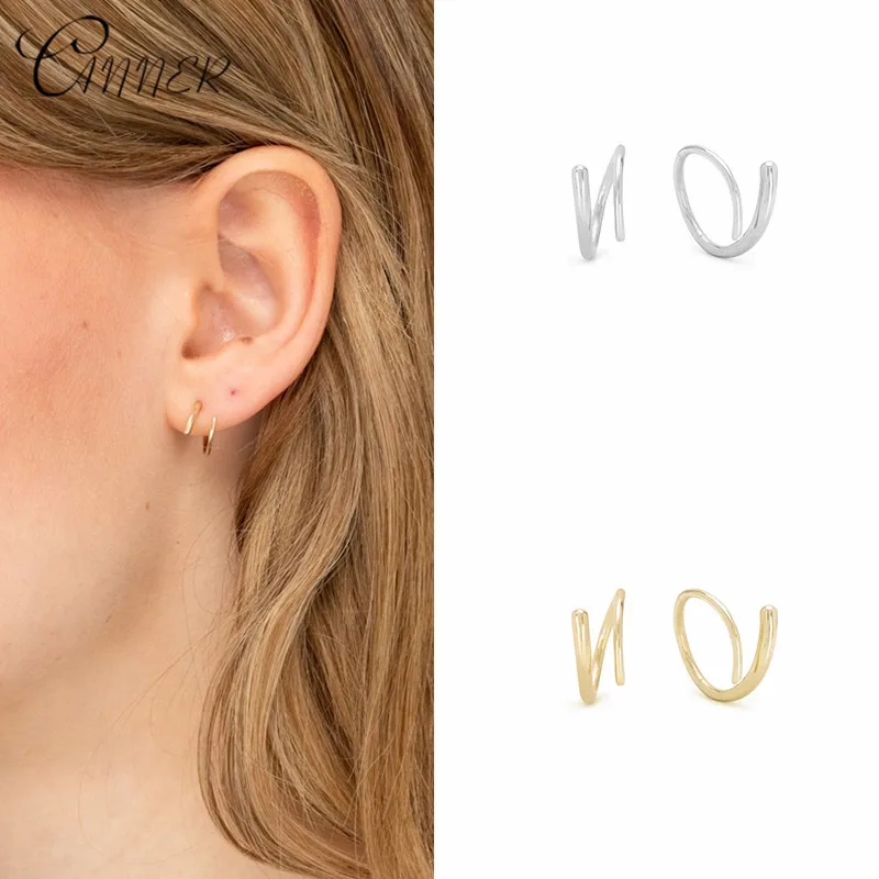 

Женские двойные серьги-кольца CANNER, из 100% стерлингового серебра 925 пробы