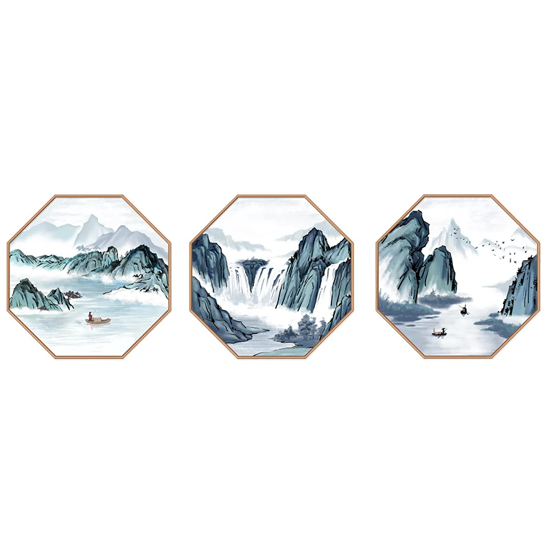 

Chinese Landscape Wall Stickers Living Room Sofa Backdrop Wall Furniture Decals Bedroom Decor Creative Self Adhesive Mural