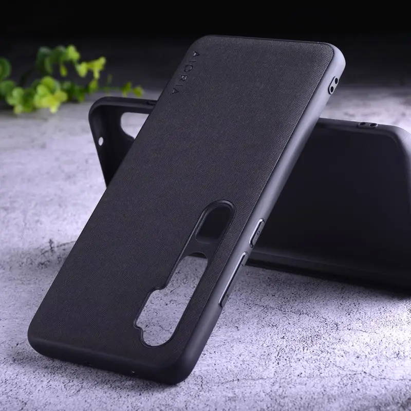 Black Текстильный чехол для Xiaomi mi note 10 pro, Жесткий ПК+ Мягкий ТПУ+ текстильный кожаный чехол, чехлы для mi note 10 pro - Цвет: Black