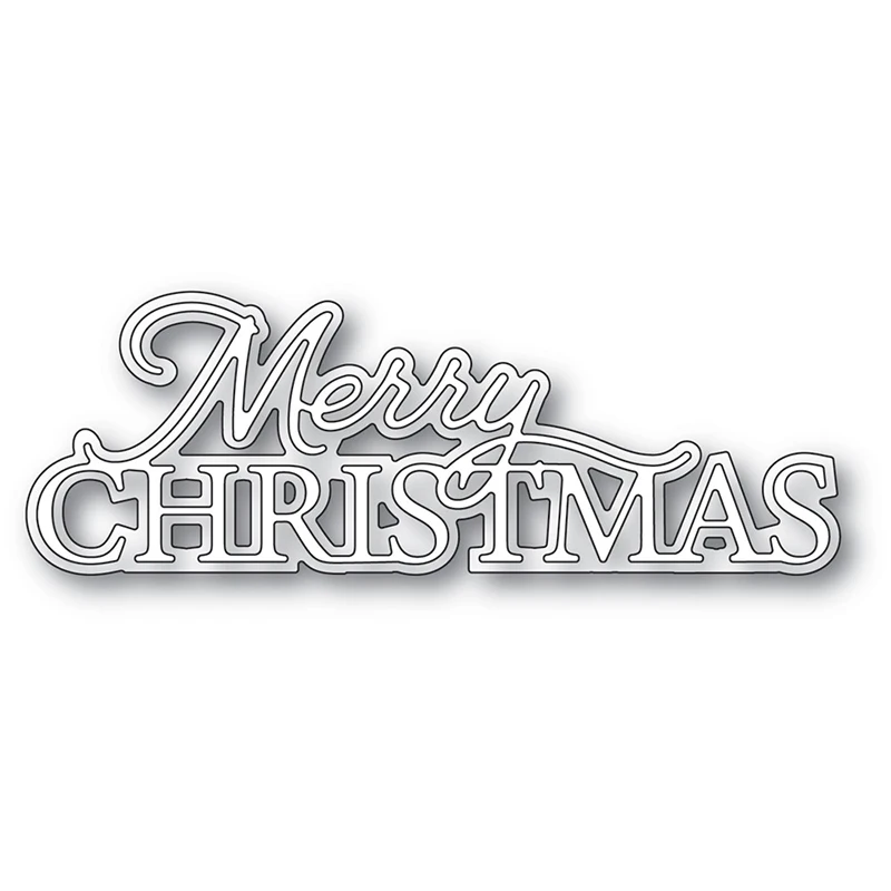 

2021 New English Words Merry Christmas and Shadow Metal Cutting Dies For Craft Making Paper Greeting Card Scrapbooking No Stamps