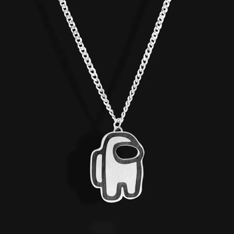 

Cute Mini Spaceman Pendant Necklaces Beads Chains Sweater Chain Hip Hop Titanium Steel Jewelry For Men Women Girls