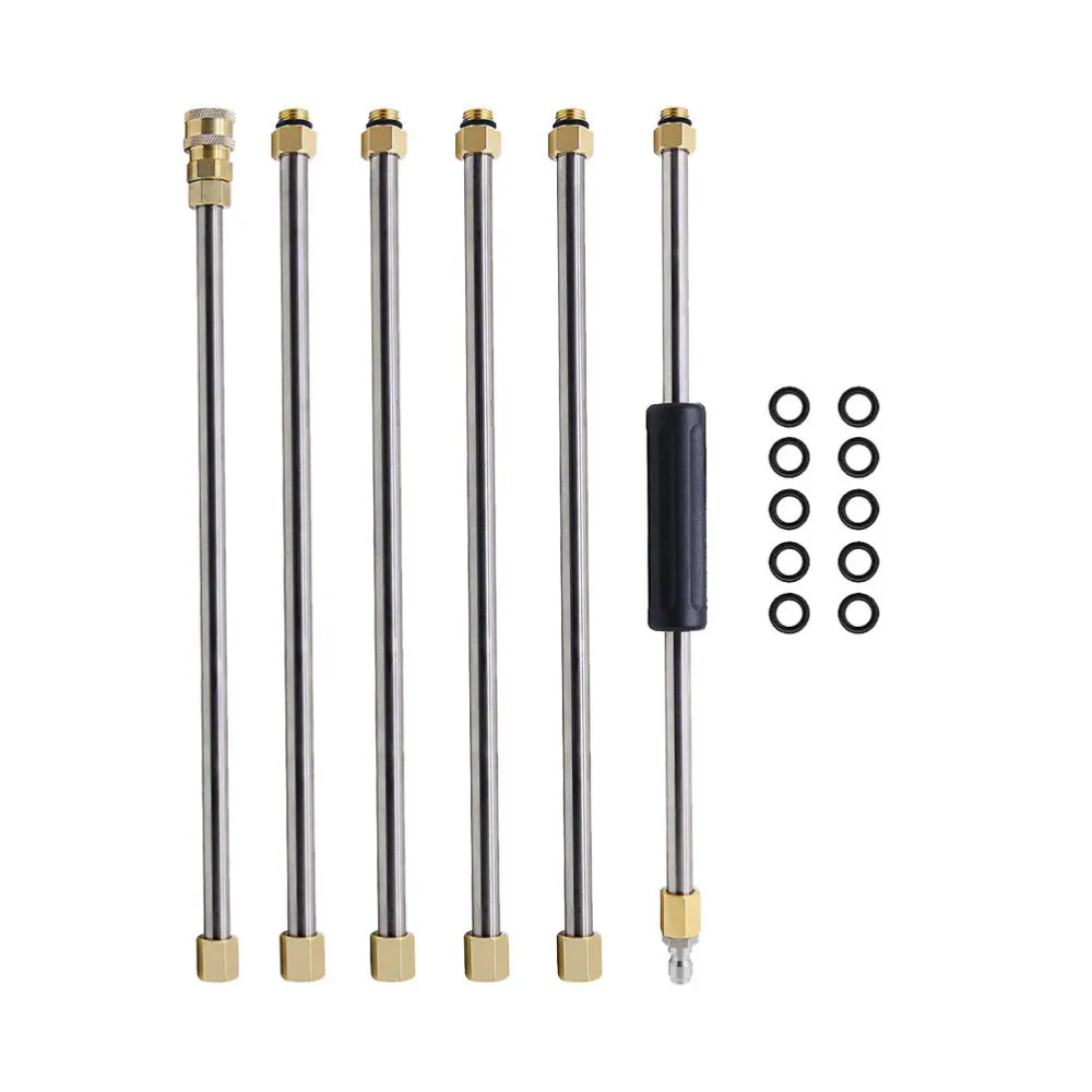 

1 Sets of Car Washing Machine Lengthening Rod Cleaner Suspension Rod Kit Colorful Nozzle Extension Rod Pole with 5 Nozzles(Silve