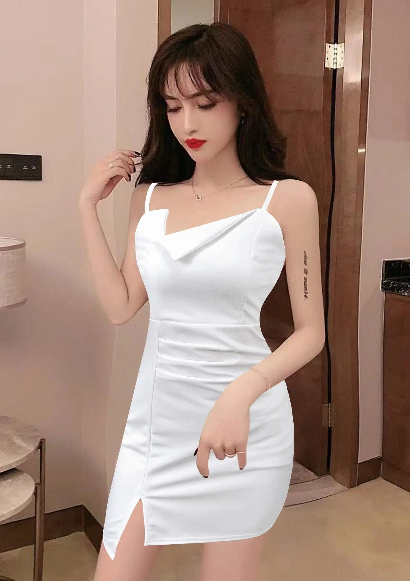 

Nightclub Sexy Suspender Women's Autumn Clothing New Waist Slimming Sheath Temperament One-Step Dress Night Show