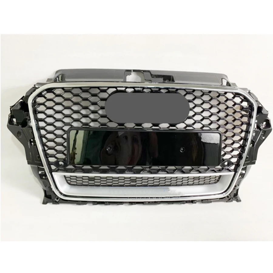 

Honeycomb Grill Mesh Black And Silver for Audi A3/S3 8V 2014 2015 2016 RS3 Quattro Style Hex Mesh Front Bumper Hood Grille