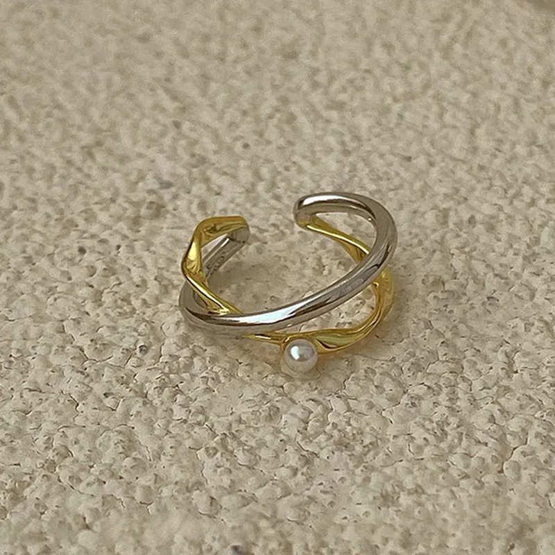 Кольцо с жемчугом и двумя кольцами для женщин мужчин | Украшения аксессуары