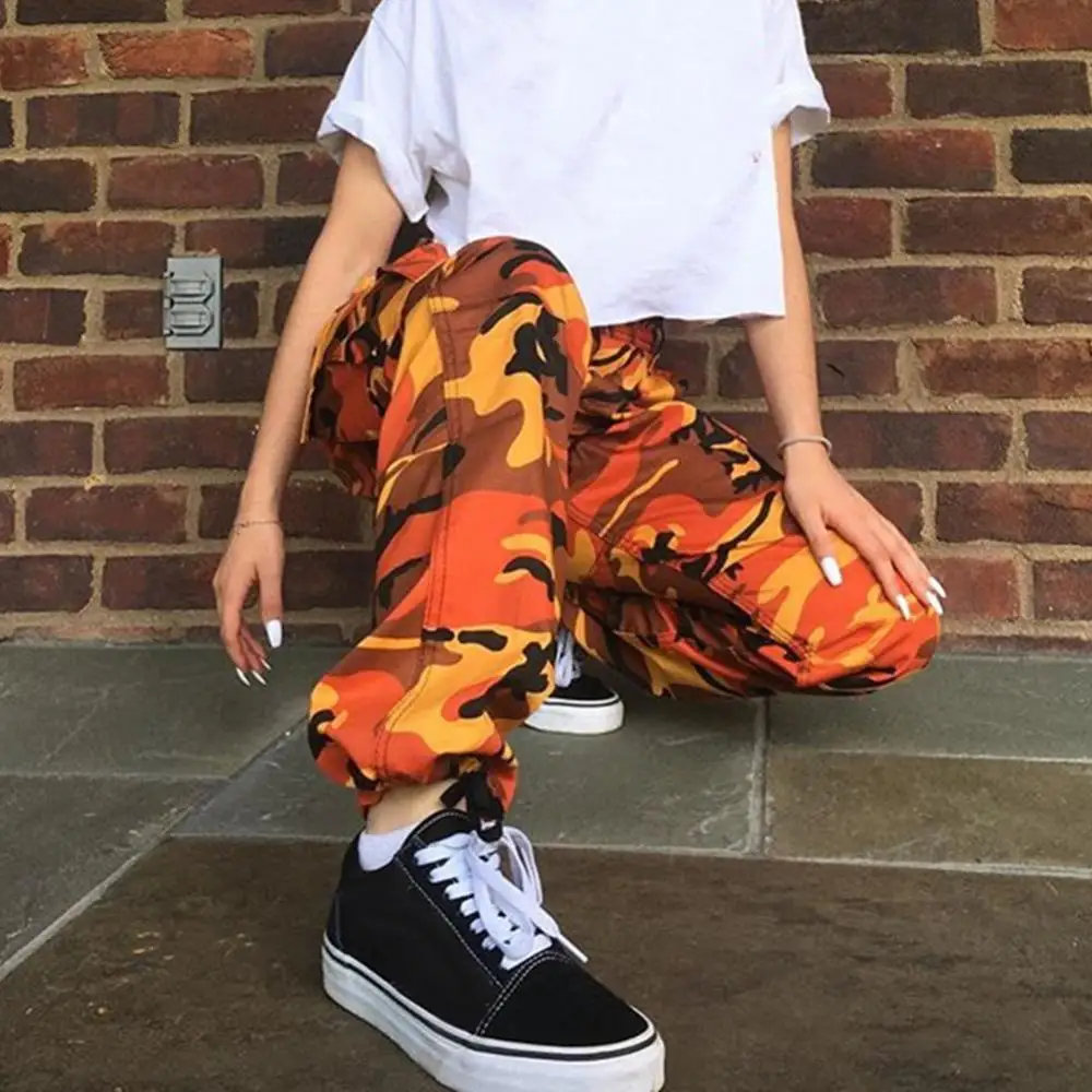 

Camouflage Printed Loose Jogging Pants for Women Middle Waist Drawstring Trousers Casual Sweatpant Cargo Pants Women Streetwear