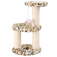 cat tower furniture tree 3 layer sisal scratching posts plush mouse pet play house toys leopard print circular climbing frame