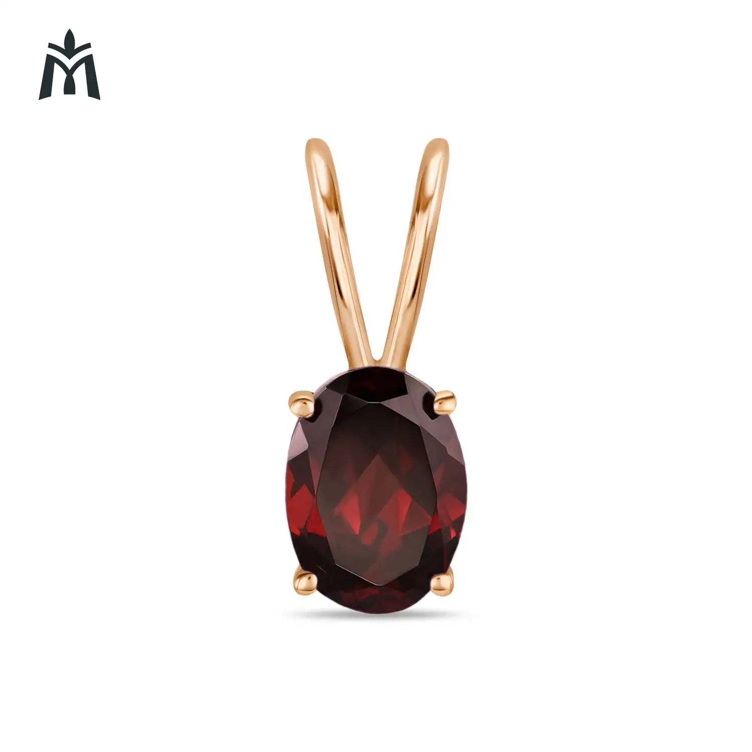 Золотая подвеска c гранатом 585 пробы Московский ювелирный завод|Подвески| |