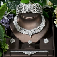 hibride shiny cubic zircon wedding bridal jewelry sets 5pcs necklace earring set nigeria women jewelry accessories n 1652