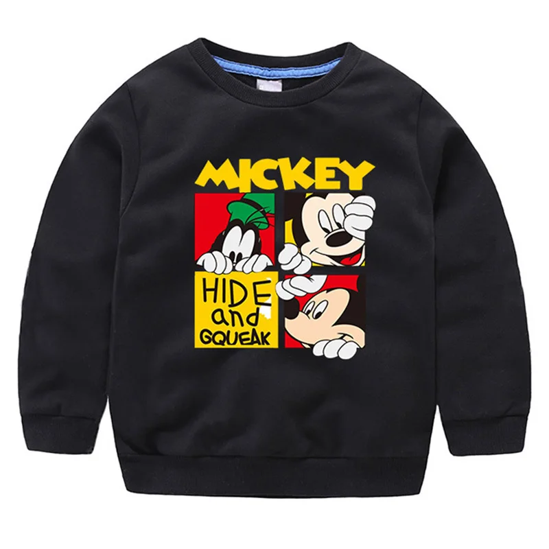 Худи для мальчиков и девочек с Микки Маусом детский пуловер мультяшным рисунком