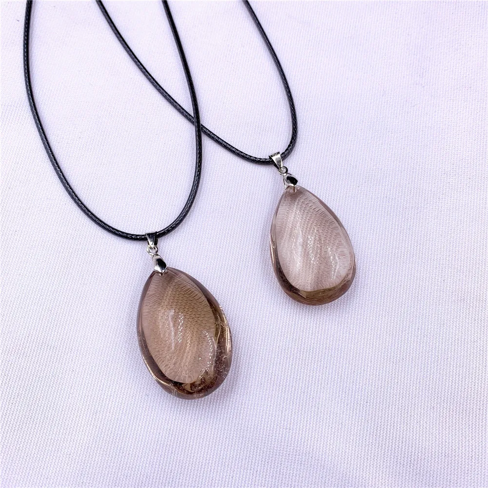 Натуральный дымчатый кварц форма капли ожерелья с кристаллами Подвески