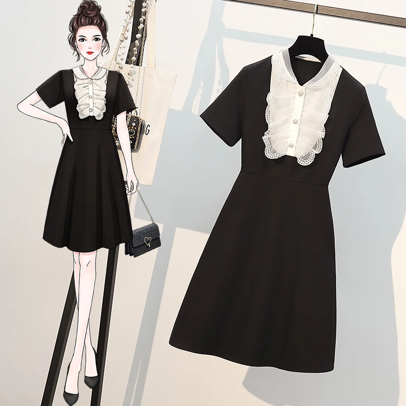 

Large Size Women's Dress Summer New French Hepburn Dress Fashion Midi Dress Elegant Club Dress Sukienki Na Wesele Damskie