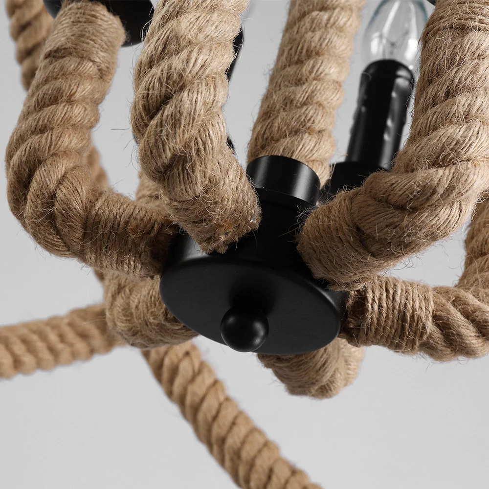 3 Arms E14 AC110-120V Hanging Hemp Rope Ball-Shaped Pendant Light Vintage Retro Country Style | Освещение