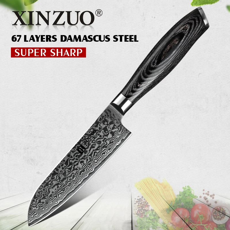 XINZUO " Santoku ножи 67 слоев японский стиль VG10 дамасский кухонный нож шеф-повара для овощей кованая сталь Pakkawood ручка