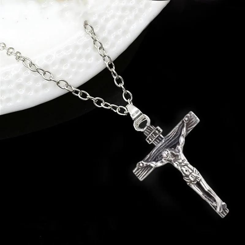 Винтажное ожерелье с крестом для мужчин большая подвеска Иисусом и длинная