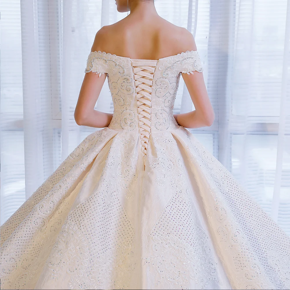 

169 robe de soire de mariage satin dress wedding dress plus size robe de mariee princesse de luxe church dresses for women lace