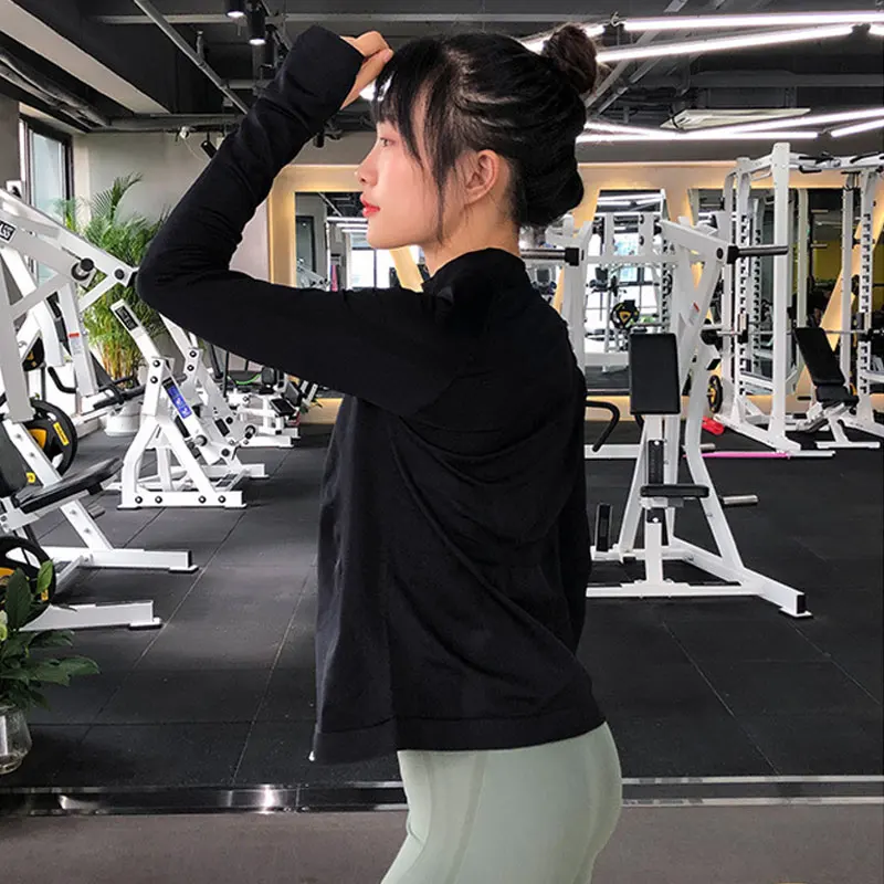 Женская спортивная куртка с длинным рукавом кардиган для фитнеса йоги
