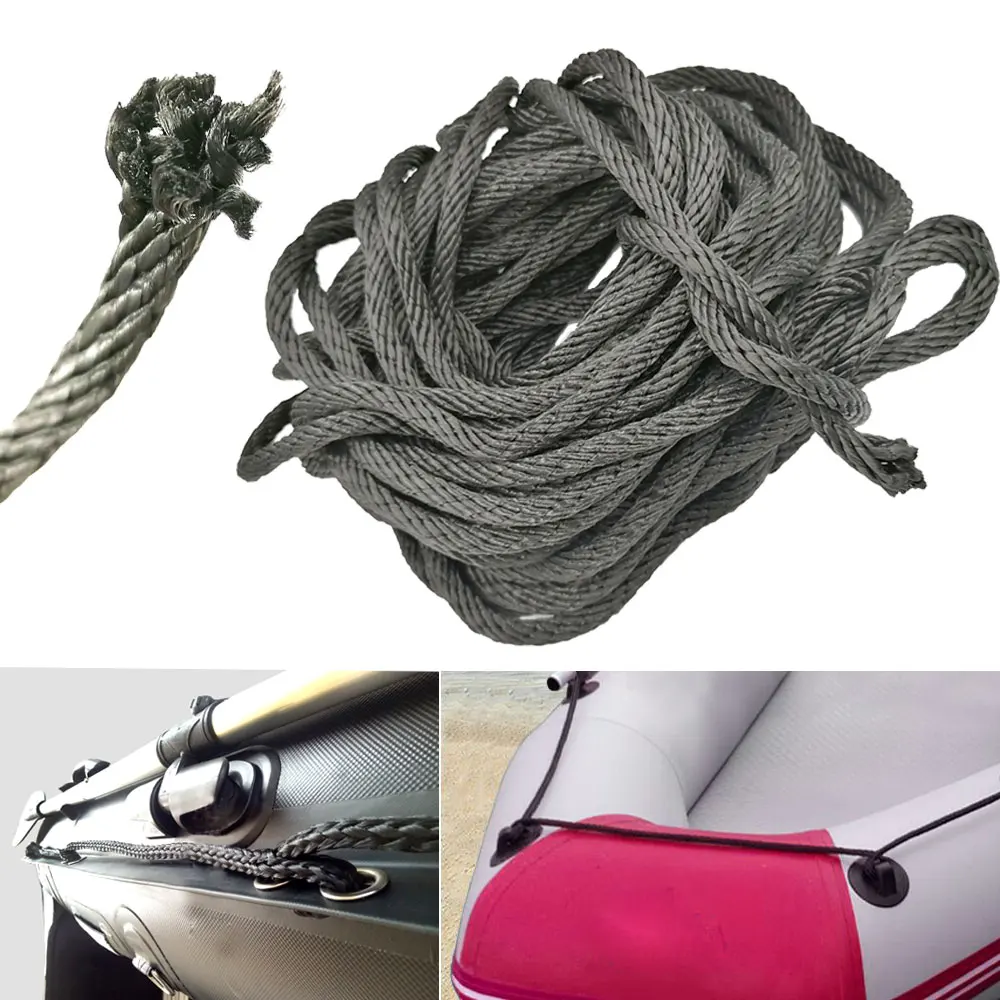 10m 30m 50m 8MM Dia 12 Strand Dinghy Inflatable Fishing Boat Anchor Rope Safety Line Boat Dock Mooring Yacht Coil Warp