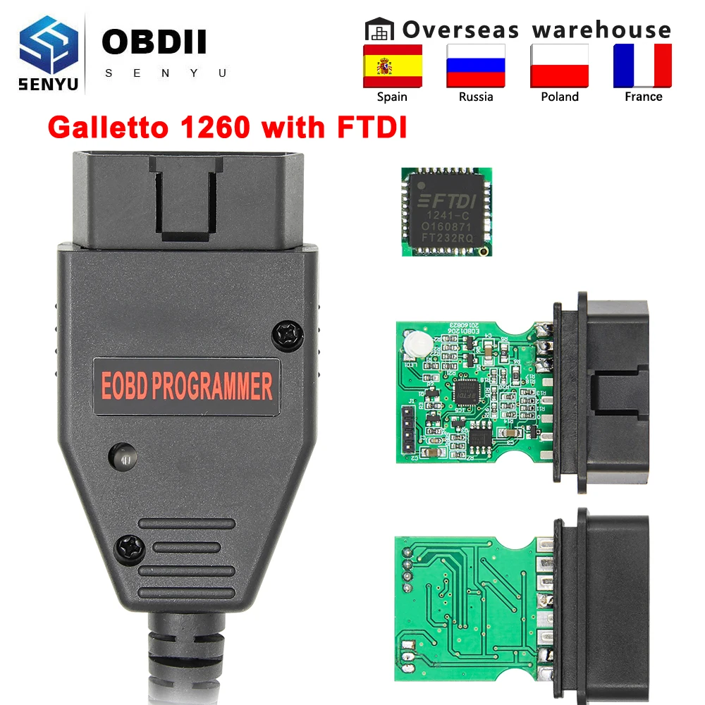 Автомобильный диагностический сканер Galletto 1260 с чипом FTDI ECU для тюнинга EOBD/OBD2/OBDII OBD