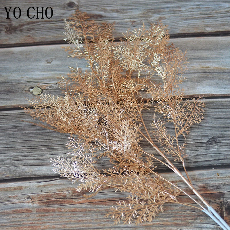 

YO CHO 90cm Misty Grass Artificial Flower Plastic 6 Forks Fogweed Home Party Wedding Flowers Road Lead White Rime Grass Decor