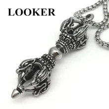 LOOKER Hot Sale Popular New 2018 Stainless Steel Vajra Pestle Pendant Can bring Lucky For Man Pendant Necklace Buddhism Jewelry