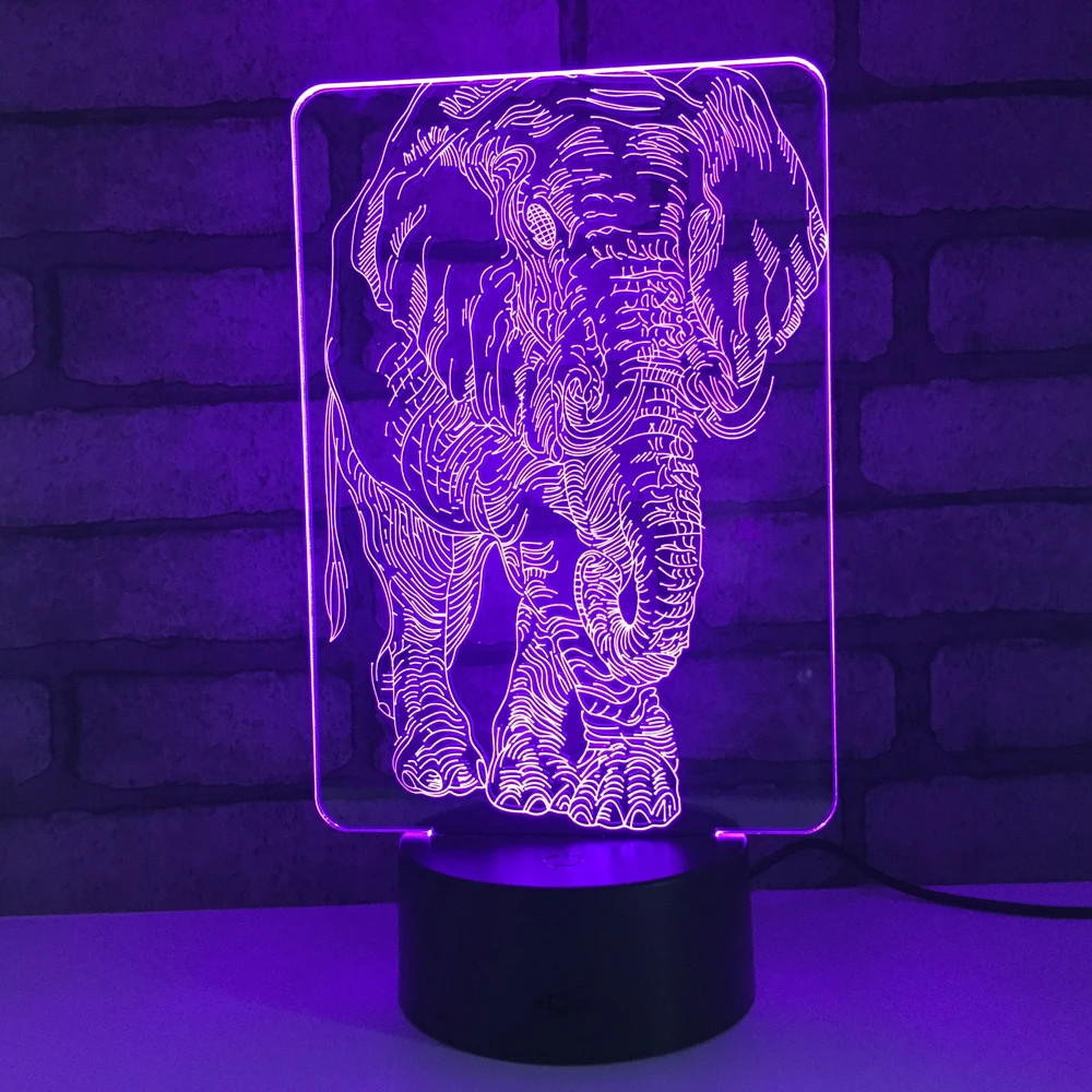

Elephant LED RGB Night Light 7 Color Change Desk Light 1826 Action Figure PVC Kids Toys Brinquedos Christmas Gift