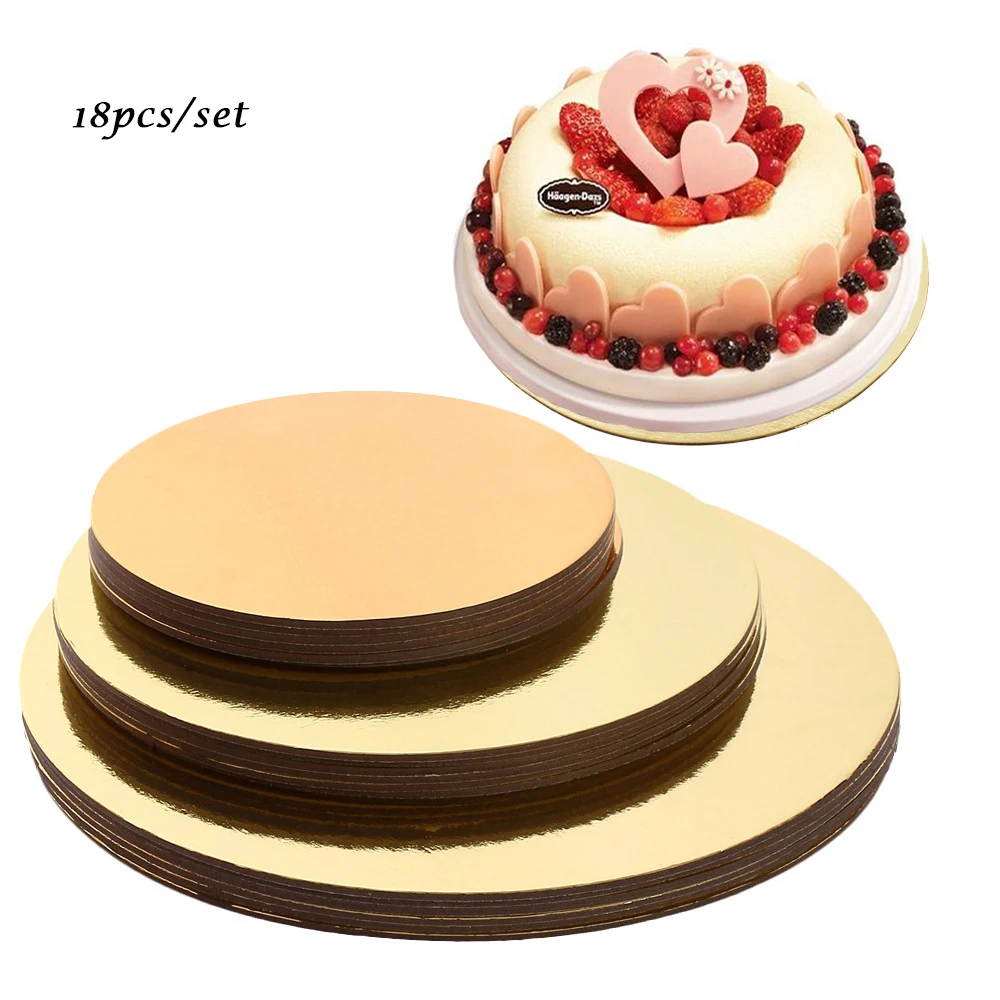 

Round Mousse Cake Boards Cake Base Cupcake Dessert Tray for Wedding Birthday Party Gold Silver 6, 8, 10 Inches