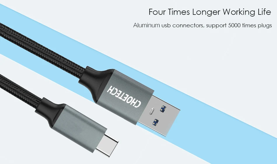 CHOETECH 0,5 м 1 м 2 м usb type-C кабель M Быстрая зарядка Usb 3,0 Usb C кабель для samsung Galaxy S9 S8 USB-C для Xiaomi Redmi huawei