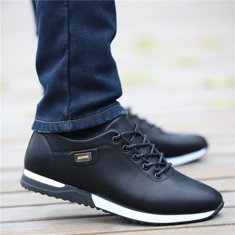 

Men's PU Leather Business Casual Shoes for Man Outdoor Breathable Sneakers Male Fashion Loafers Walking Footwear Tenis Feminino