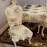 european luxury dining chair cushion table runner tablecloths jacquard lace table cover wedding birthday rectangular table cloth