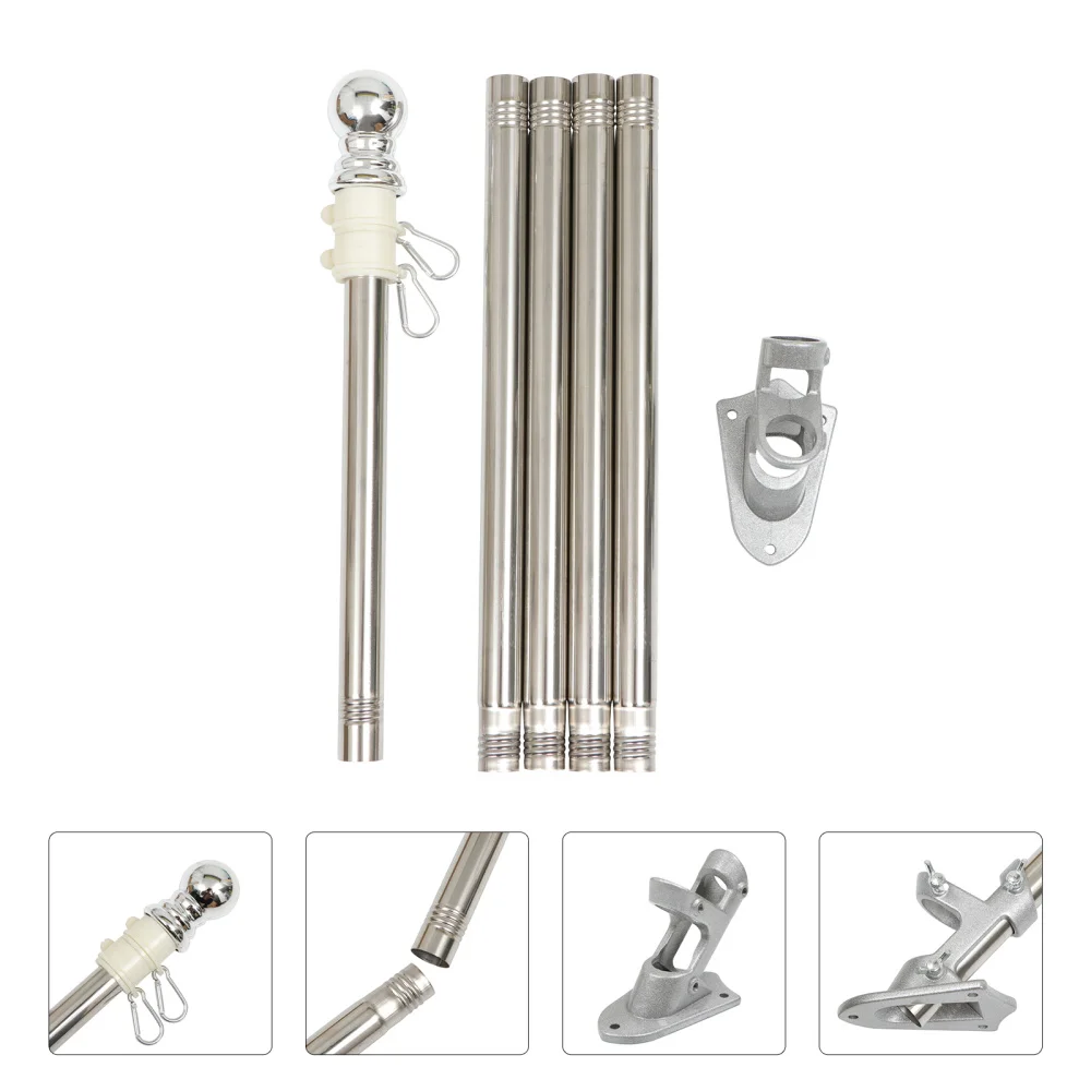 

1 Set Flag Pole Kit Outdoor Rotating Tangle-Free Flagpole with Bracket