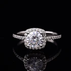 Geoki удивительное Сверкающее моиссанитовое кольцо, прошедшее испытание бриллиантом, Настоящее серебро 925 пробы, идеальное огранение, 1 карат, D цветное кольцо с драгоценными камнями для женщин
