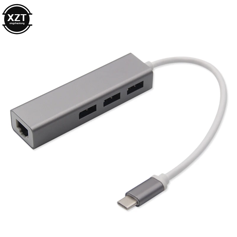 Адаптер Ethernet Type C для сетевой карты RJ45 проводной 10/100 Мбит/с гигабитный USB 1000