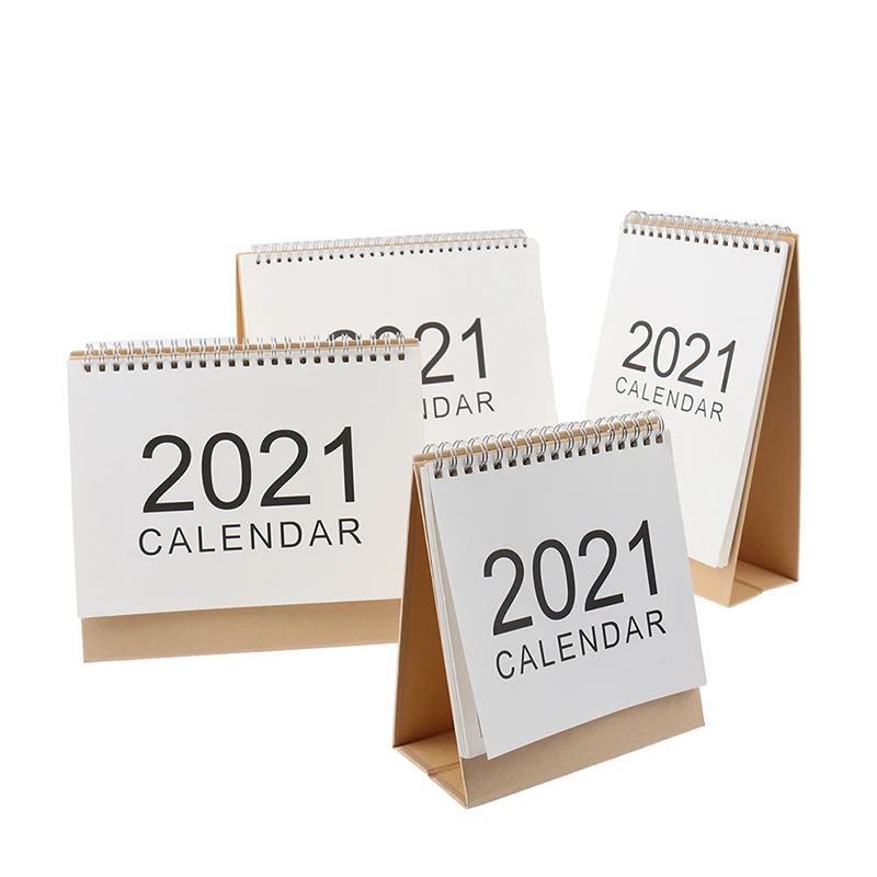 

2021 простой однотонный Настольный бумажный простой календарь, двойной ежедневник, настольный планировщик, органайзер для расписания на год