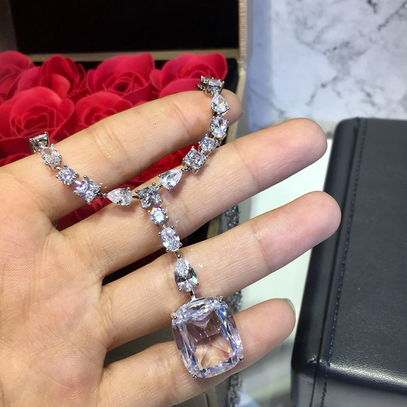 

Top Quality Fashion Party Custom Jewelry For Women Colorful Crystal Necklace Luxcy Party Necklace Fine Custom Jewelry Neckalce